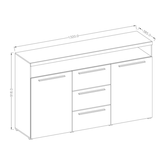 Buffet 130cm pour salon couleur gris effet ardoise collection BOMBAY