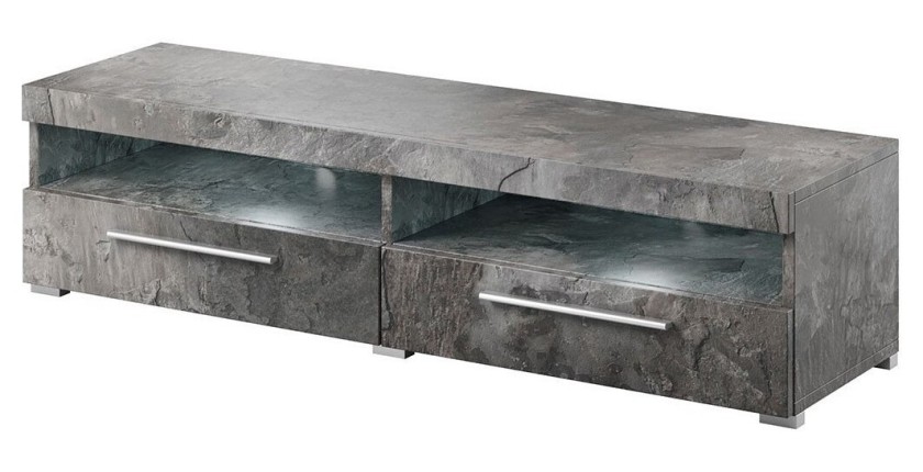 Meuble TV 140cm collection BOMBAY. Couleur gris effet ardoise.