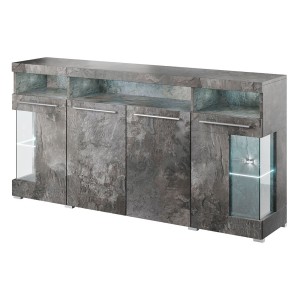 Buffet XL 180cm avec 4 portes couleur gris effet ardoise collection BOMBAY