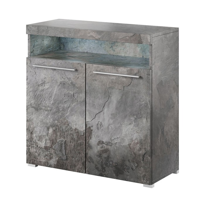 Buffet 90cm pour salon couleur gris effet ardoise collection BOMBAY