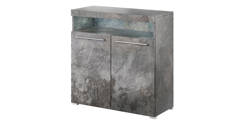 Buffet 90cm pour salon couleur gris effet ardoise collection BOMBAY