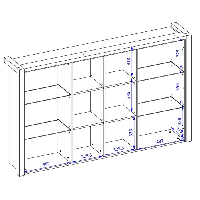 Huche collection BOWIE. 2 portes et 6 niches centrales. Couleur chêne et noir.