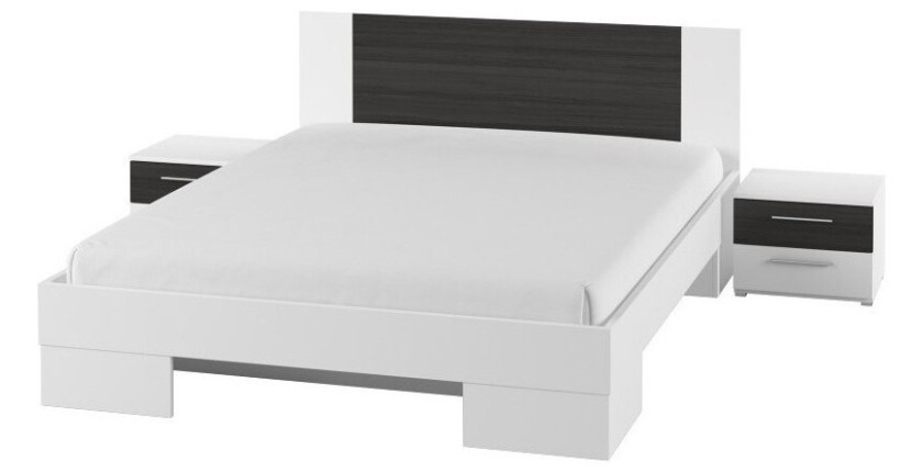 Lit adulte 160x200 collection IRINA. Coloris blanc et gris anthracite