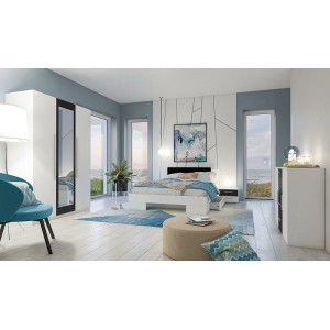 Lit adulte 160x200 collection IRINA. Coloris blanc et gris anthracite