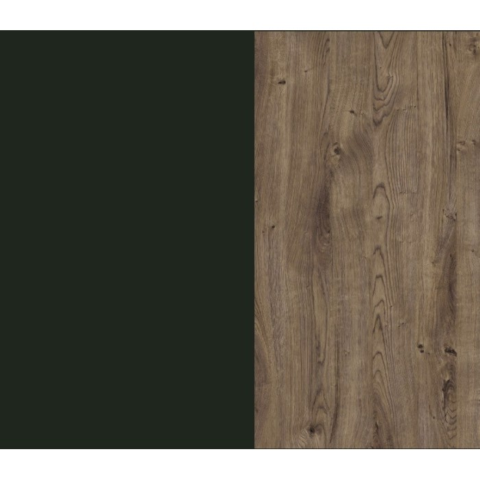 Lit adulte 140x200 collection ASSIA. Coloris vert kaki et finitions aspect chêne