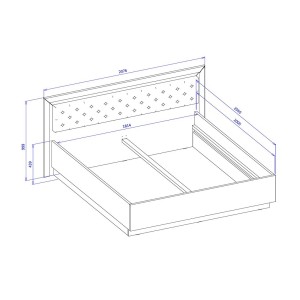 Lit adulte 180x200 collection DOHA. Coloris blanc et argent
