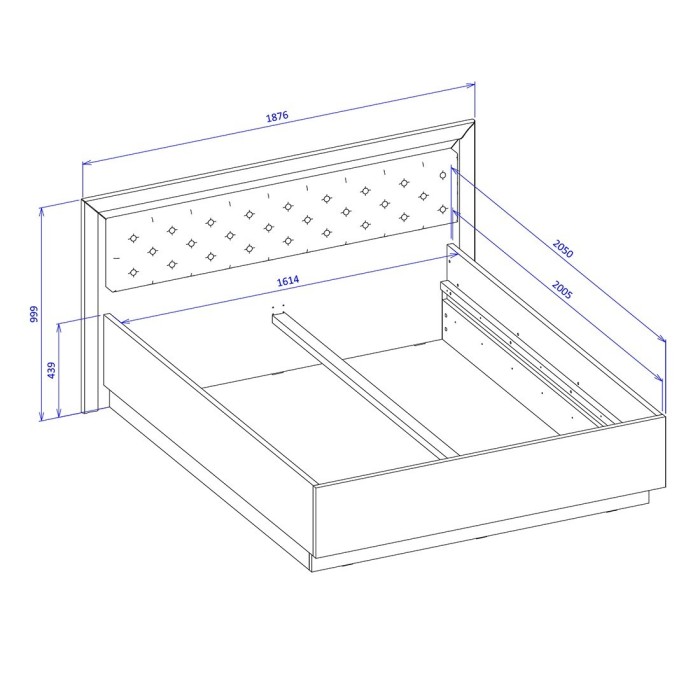 Lit adulte 160x200 collection DOHA. Coloris noir mat et dorées