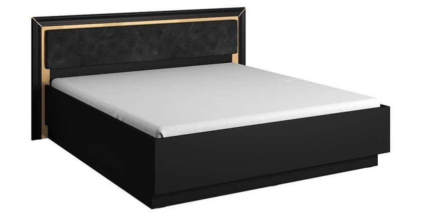 Lit adulte 180x200 collection DOHA. Coloris noir mat et doré