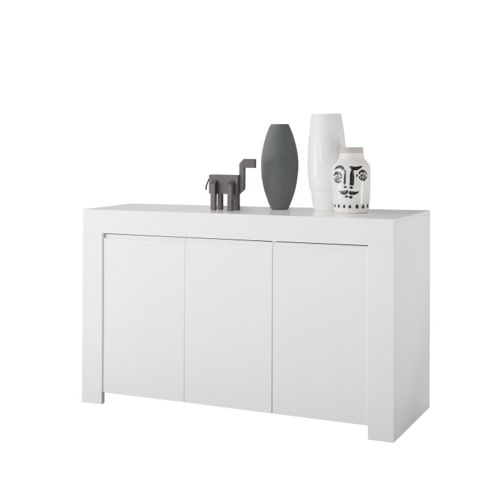 Buffet 3 portes, collection ZEFIR, coloris blanc mat, idéal pour votre salon ou salle à manger