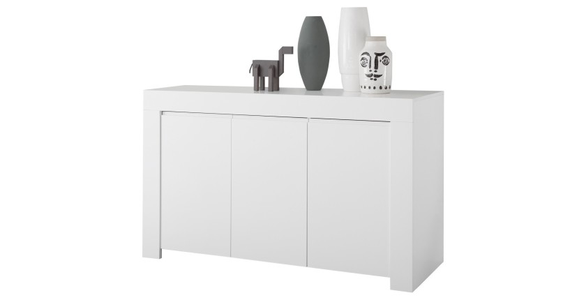 Buffet 3 portes, collection ZEFIR, coloris blanc mat, idéal pour votre salon ou salle à manger