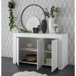 Buffet 3 portes, collection ZEFIR, coloris blanc mat, idéal pour votre salon ou salle à manger