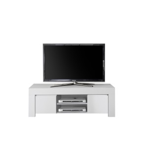 Meuble TV 2 portes, collection ZEFIR, coloris blanc mat, idéal pour un salon tendance et moderne