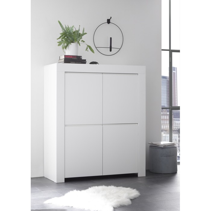 Buffet 4 portes, collection ZEFIR, coloris blanc mat, idéal pour votre salon ou salle à manger
