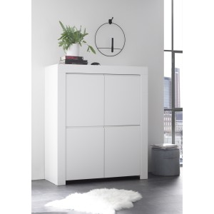 Buffet 4 portes, collection ZEFIR, coloris blanc mat, idéal pour votre salon ou salle à manger
