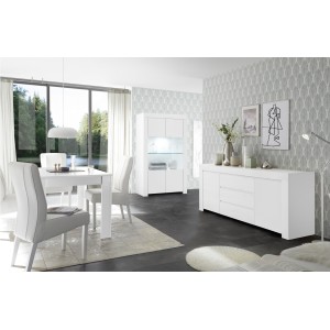 Buffet 2 portes vitrées, collection ZEFIR, coloris blanc mat, parfait pour votre salle à manger