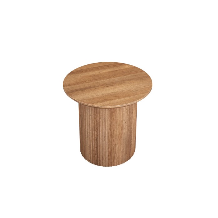 Table basse collection VAGOS effet chêne vieilli diamètre 50 cm