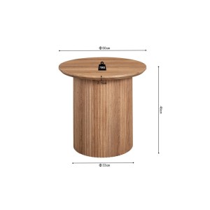 Table basse collection VAGOS effet chêne vieilli diamètre 50 cm