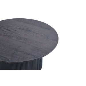 Table basse VAGOS – Effet bois brun foncé – Ronde – Diamètre 80 cm – Design élégant et robuste