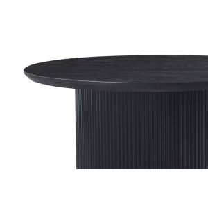 Table basse VAGOS – Effet bois brun foncé – Ronde – Diamètre 80 cm – Design élégant et robuste