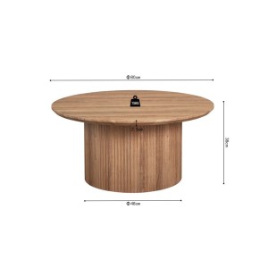 Table basse collection VAGOS effet chêne vieilli diamètre 80 cm