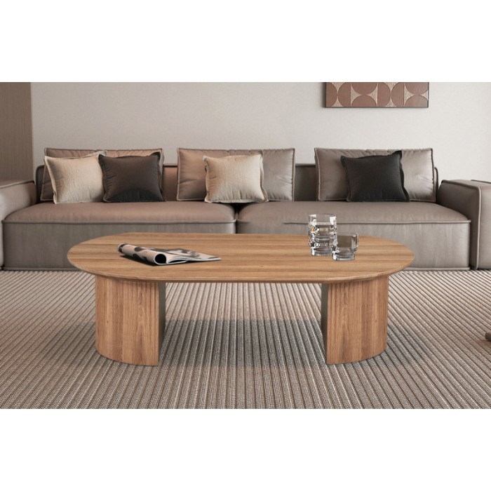 Table basse collection VAGOS effet chêne vieilli longueur 120 cm