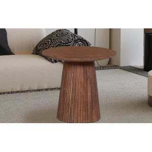 Table basse collection RIMBAUD effet bois brun clair diamètre 50 cm