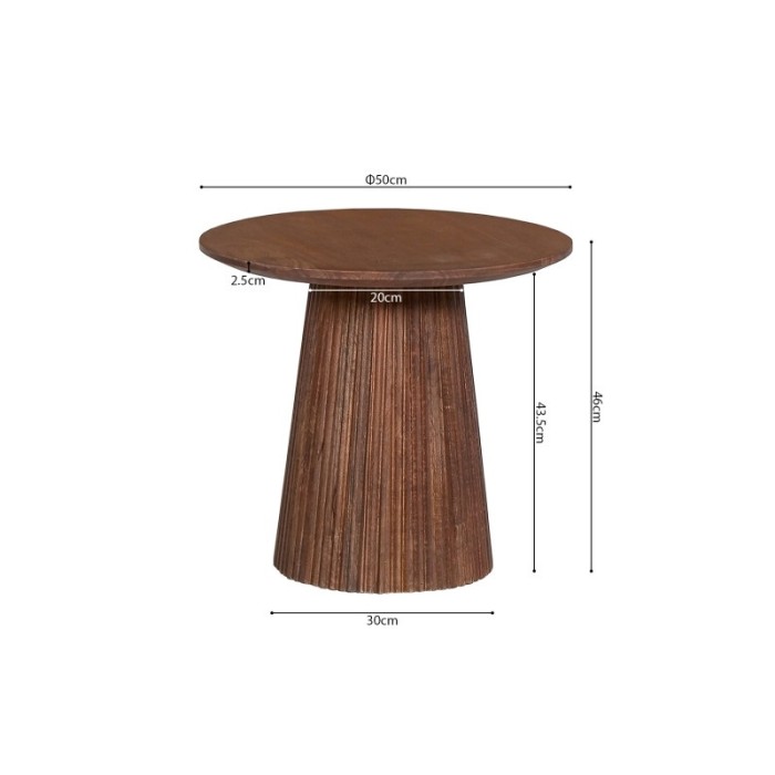 Table basse collection RIMBAUD effet bois brun clair diamètre 50 cm