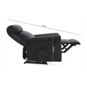 Fauteuil relaxation relevable manuellement VENISE coloris noir