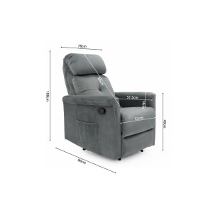 Fauteuil relaxation relevable manuellement VENISE coloris gris