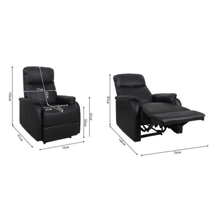 Fauteuil relaxation relevable manuellement BERLIN coloris noir