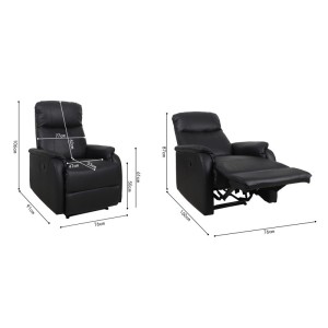 Fauteuil relaxation relevable manuellement BERLIN coloris noir
