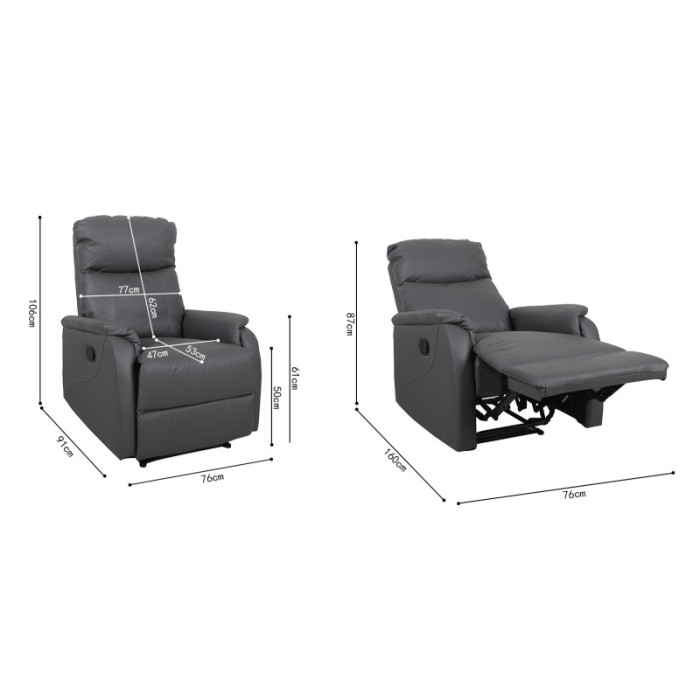 Fauteuil relaxation relevable manuellement BERLIN coloris gris