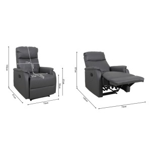 Fauteuil relaxation relevable manuellement BERLIN coloris gris