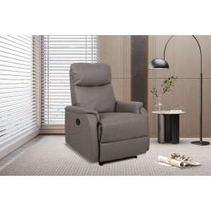 Fauteuil relaxation relevable manuellement BERLIN coloris taupe