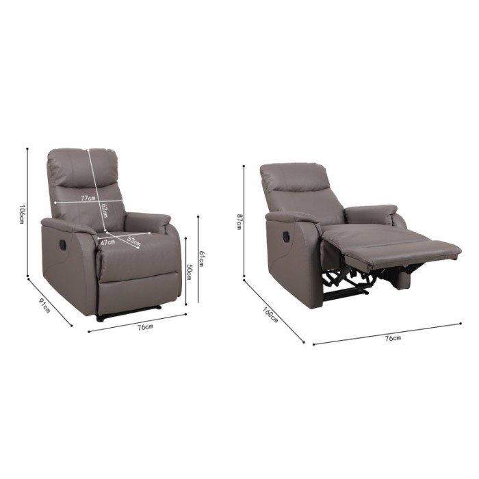 Fauteuil relaxation relevable manuellement BERLIN coloris taupe