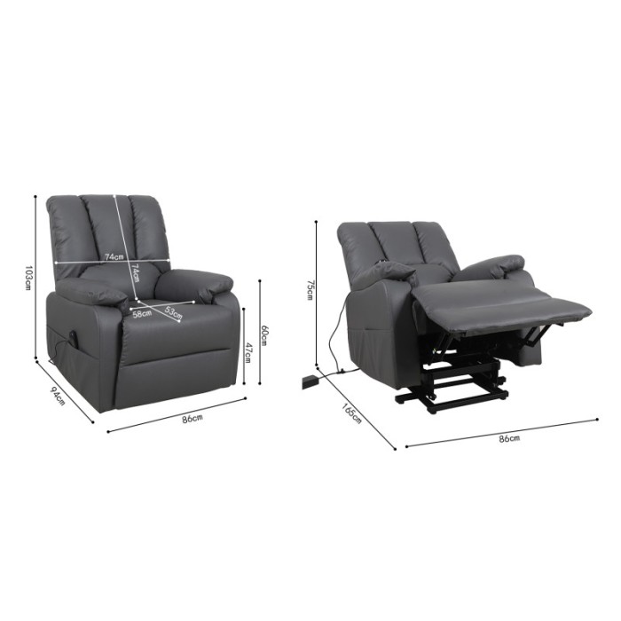 Fauteuil relax électrique TAIWAN simili gris PU