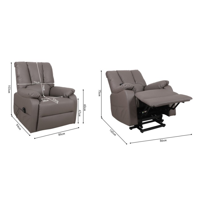 Fauteuil relax électrique TAIWAN simili taupe PU