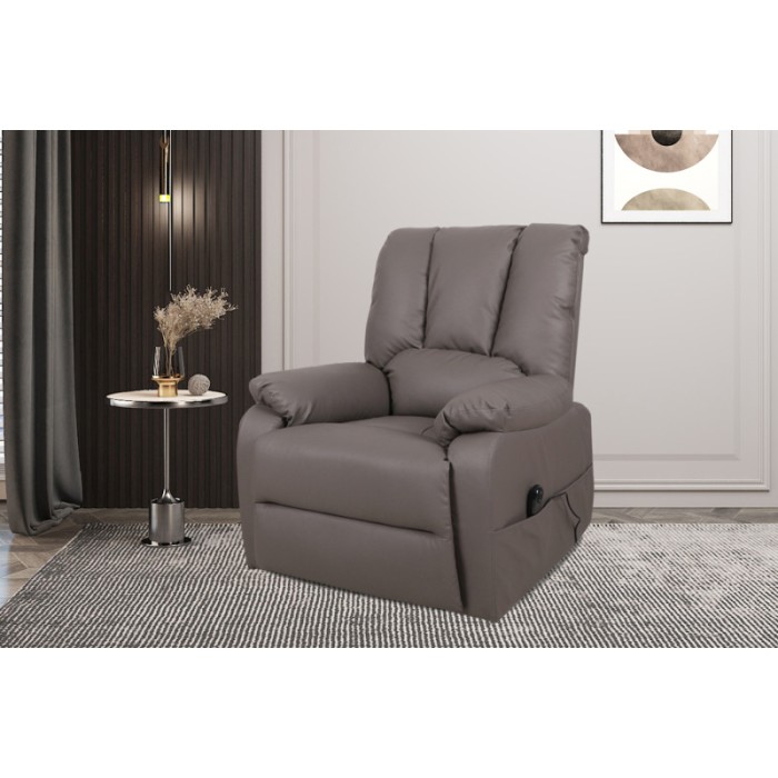 Fauteuil relax électrique TAIWAN simili taupe PU