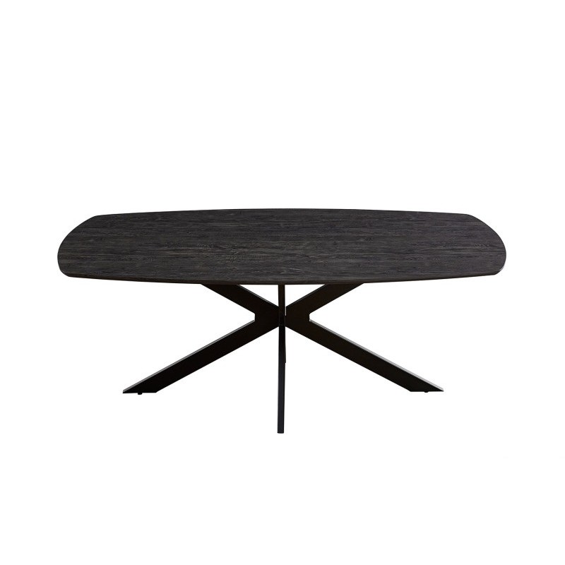 Table à manger ovale TUNIS décor chêne brun foncé