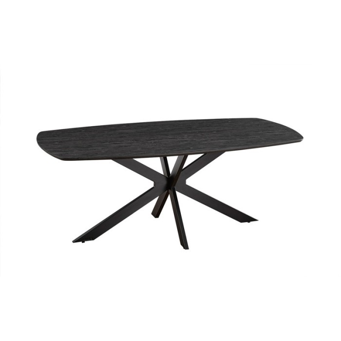 Table à manger ovale TUNIS décor chêne brun foncé
