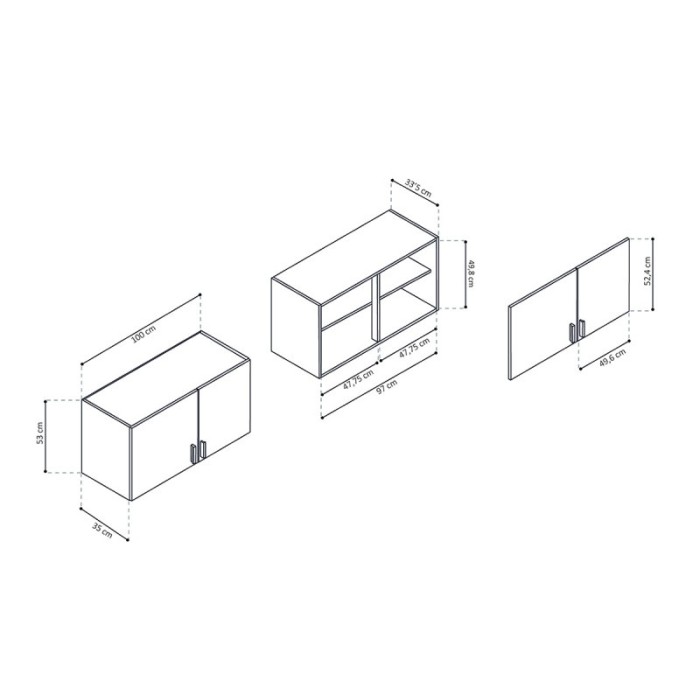 Armoire murale 2 portes collection GOURMET design blanc. Hauteur 53cm