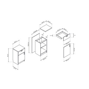 Armoire basse collection GOURMET design blanc. Hauteur 85cm