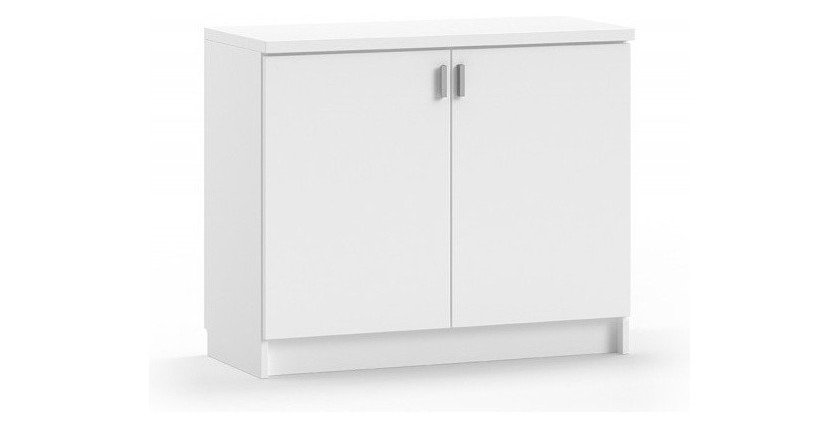Armoire basse 2 portes collection GOURMET design blanc. Hauteur 85cm