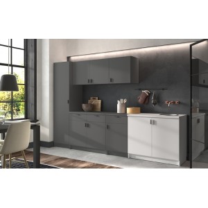 Armoire basse 2 portes collection GOURMET design blanc. Hauteur 85cm