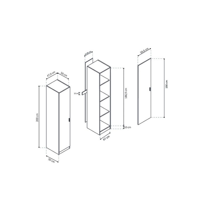Armoire colonne collection GOURMET design blanc. Hauteur 200cm