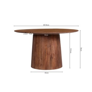 Table ronde collection RIMBAUD effet bois brun clair diamètre 130 cm