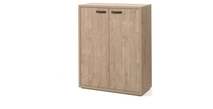 Meuble de rangement pour bureau 2 portes coloris chêne clair collection DEPÉ