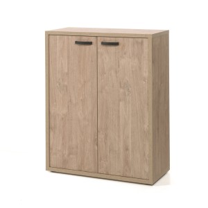 Meuble de rangement pour bureau 2 portes coloris chêne clair collection DEPÉ