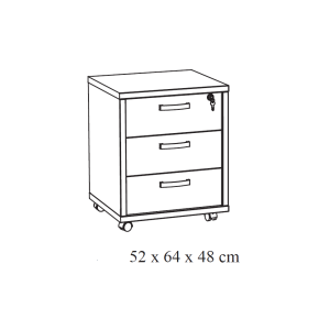 Caisson de rangement pour bureau 3 tiroirs coloris chêne clair collection DEPÉ