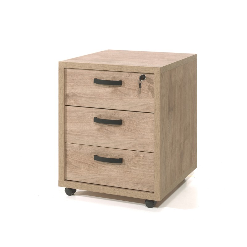 Caisson de rangement pour bureau 3 tiroirs coloris chêne clair collection DEPÉ